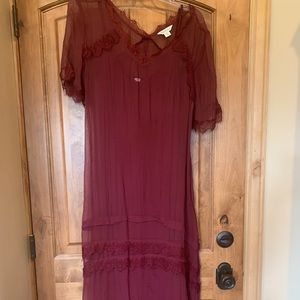 Sundance gauze midi dress with slip NWOT